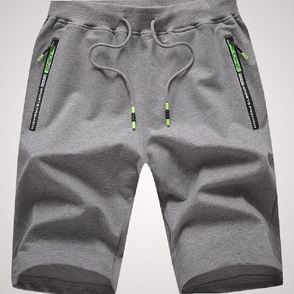 Sport Shorts Herren kurze Hose Jogginghose Reißverschlusstasche Baumwolle