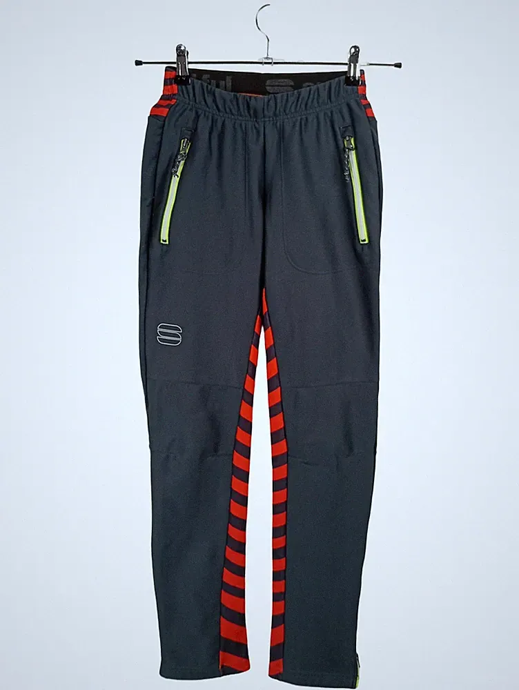 Sportful Herren Jogginghose Laufhose Gr. S Grau Rot Gestreift