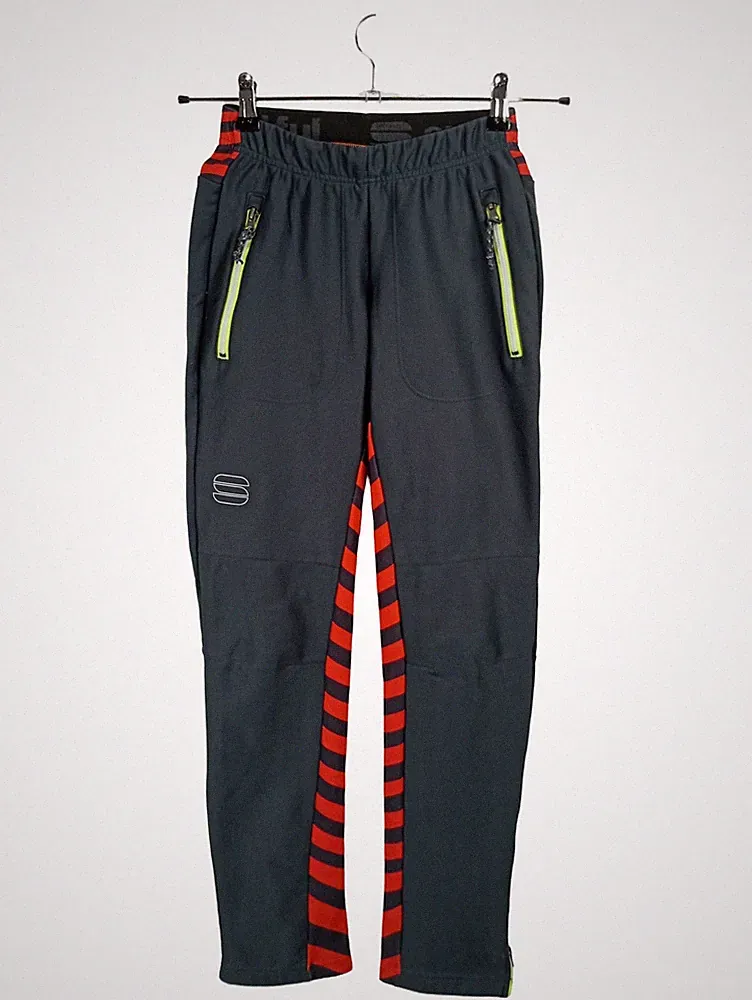 Sportful Herren Jogginghose Laufhose Gr. S Grau Rot Gestreift