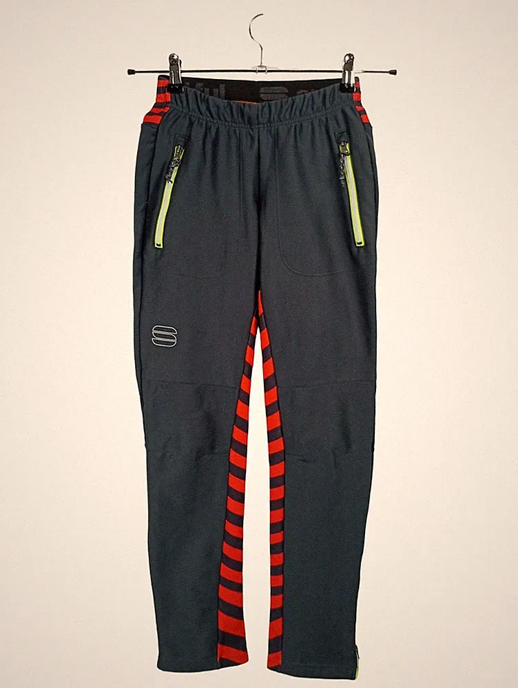 Sportful Herren Jogginghose Laufhose Gr. S Grau Rot Gestreift