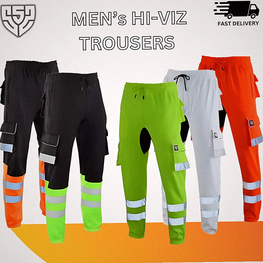 SSS® Arbeitshose Hi Viz Vis Herren Jogginghose Cargohose Fleece Jogger