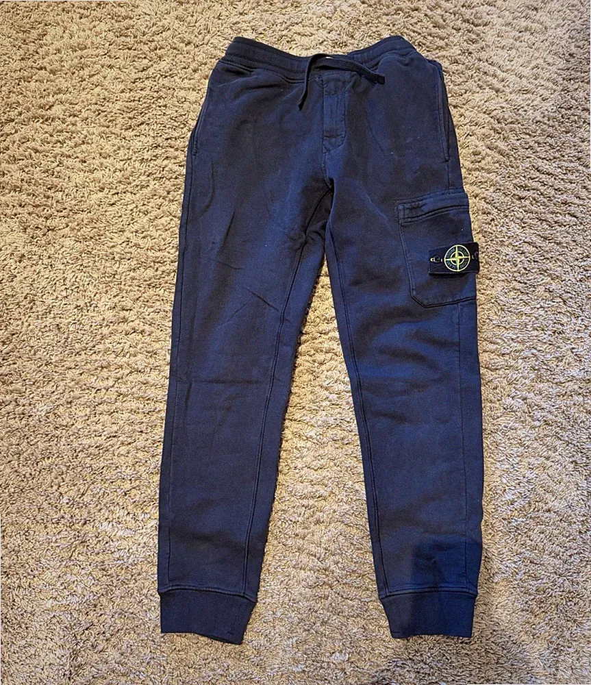 Stone Island Herren Jogginghose Blau L Baumwolle mit Kordelzug