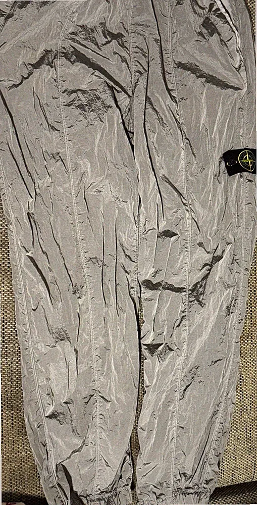 Stone Island Herren Jogginghose Grau W32 Nylon elastischer Bund Logo L75cm