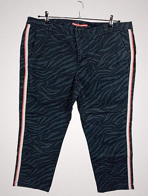 Street One Damen Jogginghose Gr. 46 Mehrfarbig Zebramuster Seitenstreifen