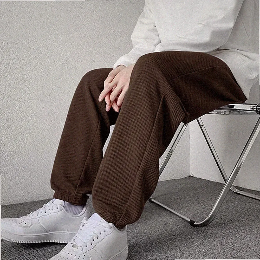 Stretchstoff Herren Jogginghose Loose Fit Hose Bündchen Knöchel normale Länge