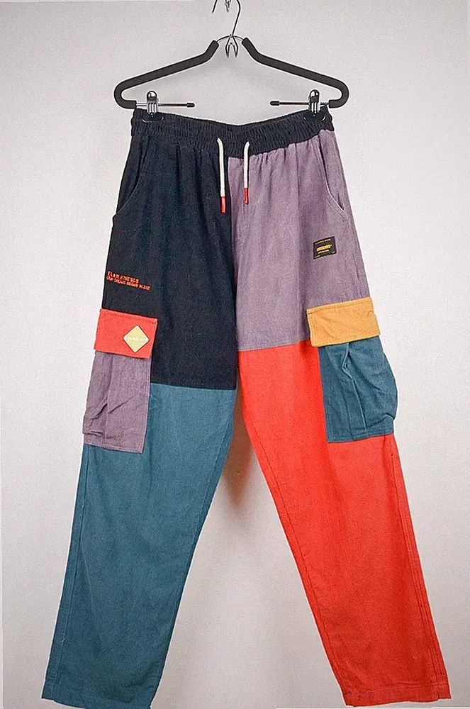 Stussy x Coursemys Herren Mehrfarbig Patchwork Cord Cargo Hose W30 M L
