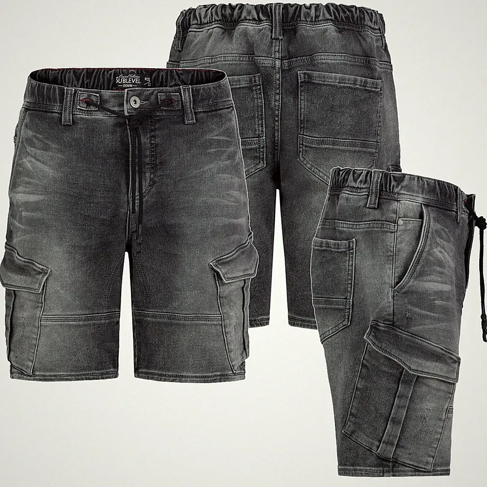 Sublevel Herren Jogging Shorts Freizeit Bermuda kurze Hose Jeans Sweat Cargo