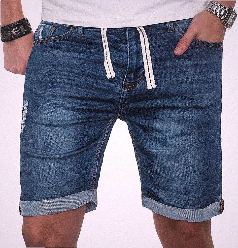Sublevel Herren Sweat Jeans Optik Short kurze Hose Bermuda Sommer Sweathose Slim