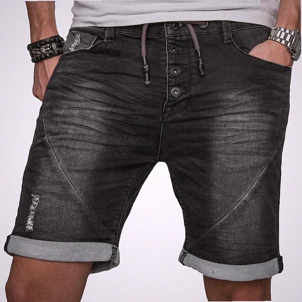 Sublevel Herren Sweat Jeans Optik Shorts kurze Hose Bermuda Sommer Short Slim