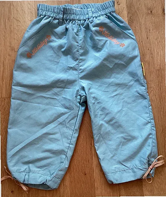 Süße türkisfarbene Baby/Mädchen Hose Gr 80, Pumphose, Hibiskus