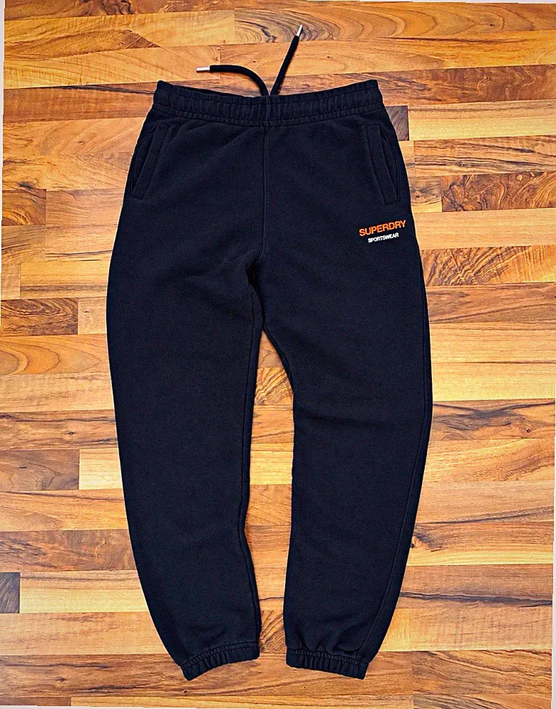 Superdry Jogginghose Herren S Schwarz Logo Taschen Zugband Tapered Sport