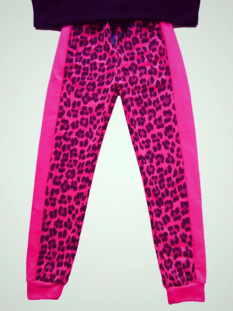 Sweat Jogpant Hose Jogginghose LEO breiter SEITENSTREIFEN 36 38 40 42 neon pink
