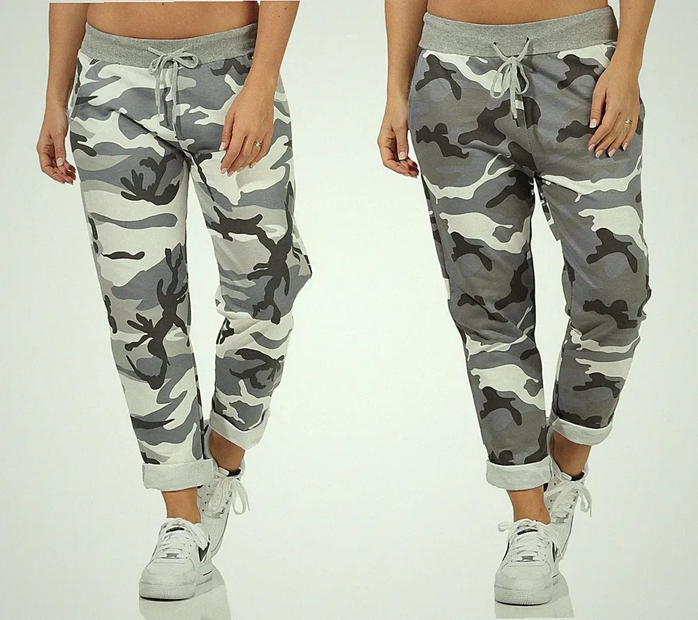 Sweathose Damen Camouflage Joggerhose leichte Sporthose JogPants Jogginghose
