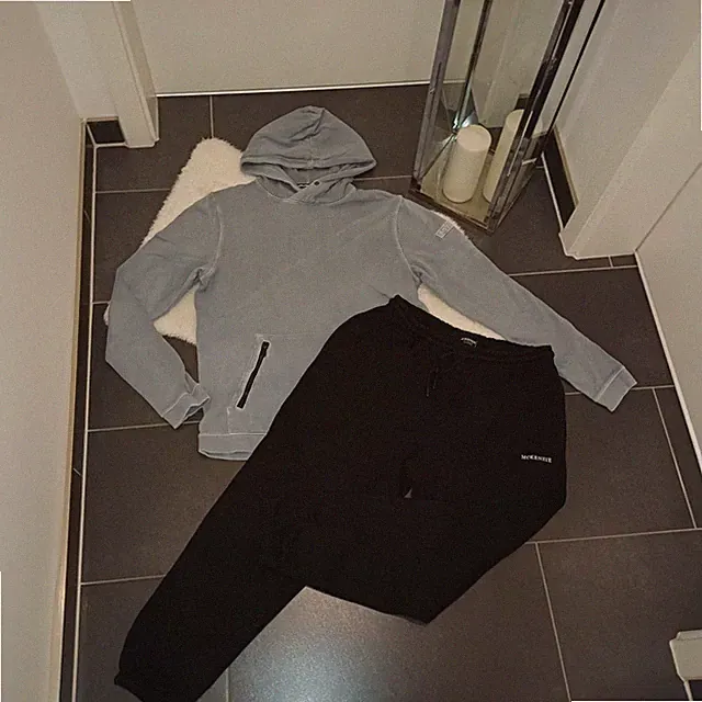 Sweatset M 40 42 Tom Tailor Sweatpulli Hoodie rauchblau Jogginghose schwarz Top