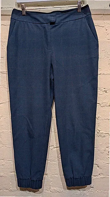 sweaty betty Tappered Trousser Bündchensaum blau kariert Gr. M