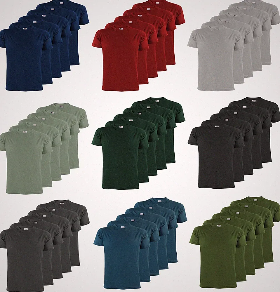 T-Shirt Herren 5 Stück Shirt Rundhals 5er Set Unifarben tshirts tshirt S - 5XL