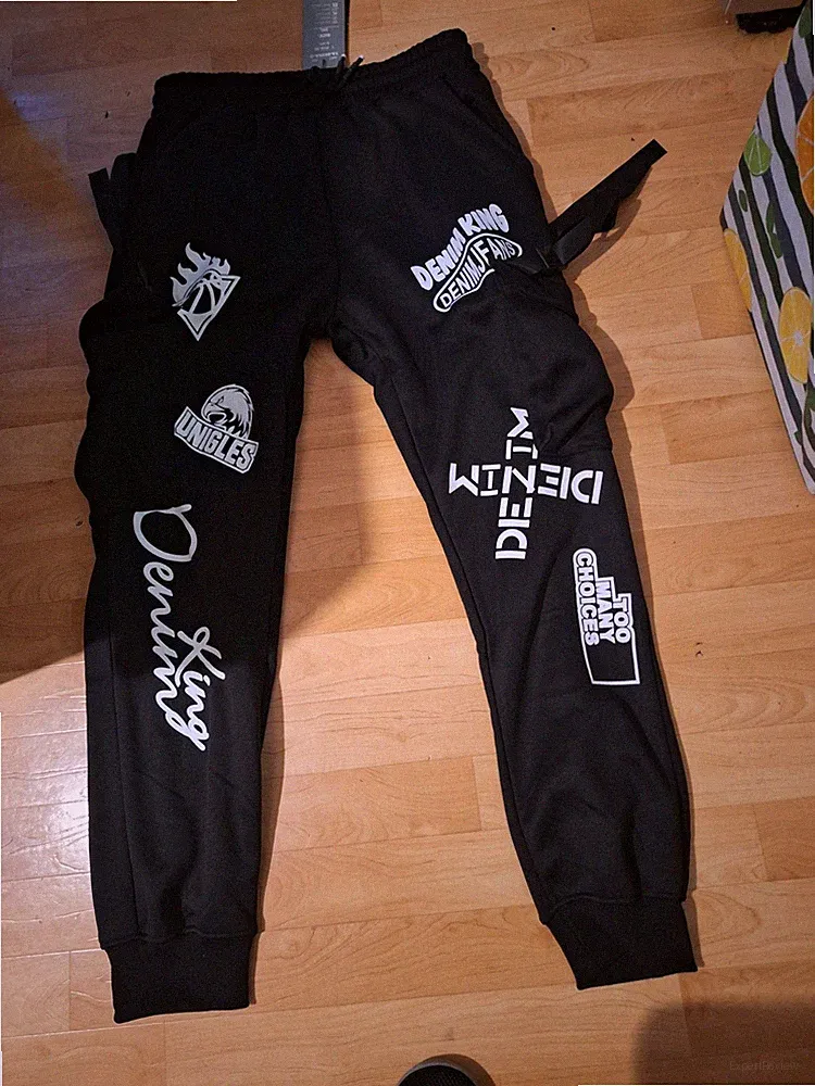 TA Fashion Style Jogginghose Herren Schwarz 2XL 32in Schrittlänge Logo