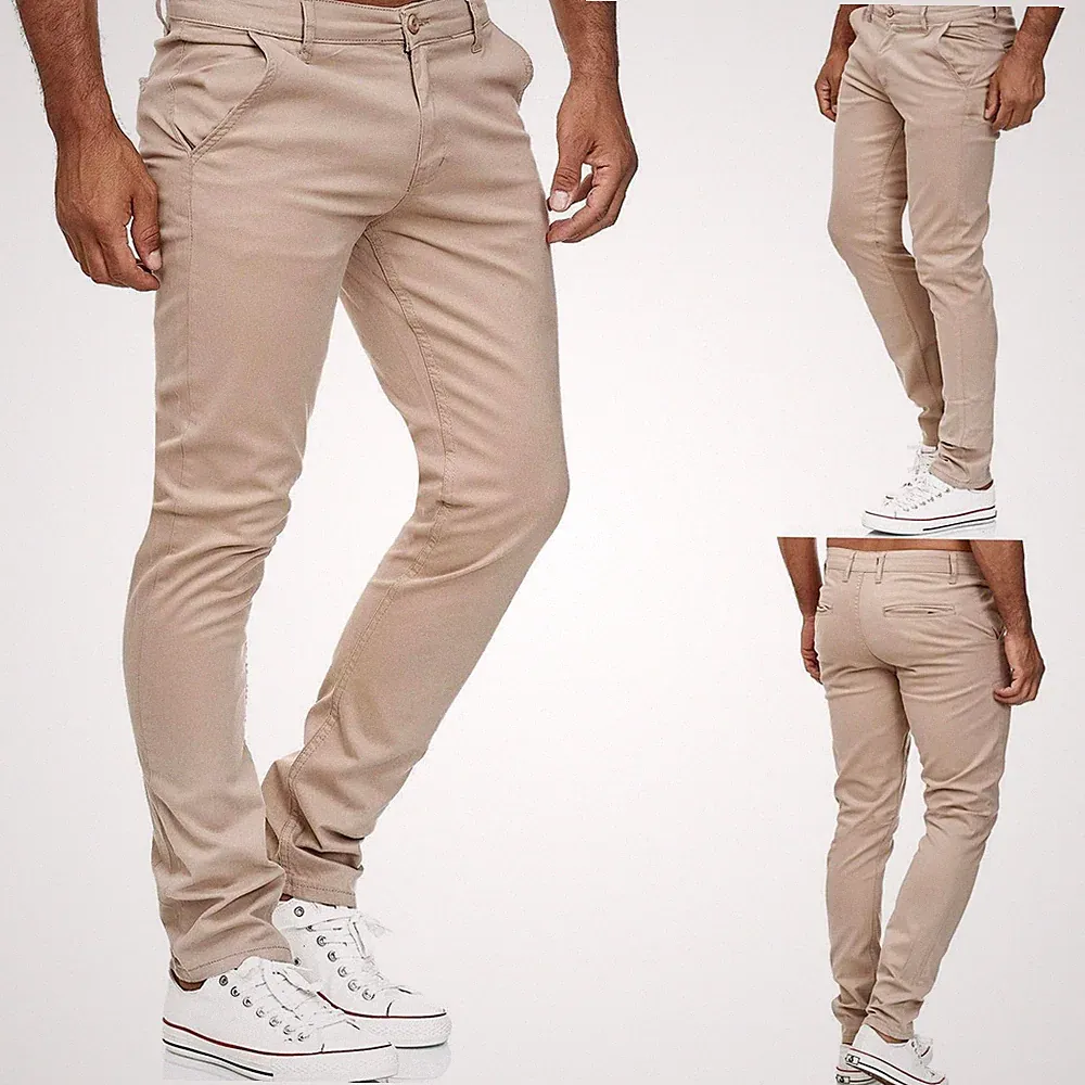 TAZZIO Chino Hose Slim Fit Herren Stoffhose Chinohose Stretch Designer Beige