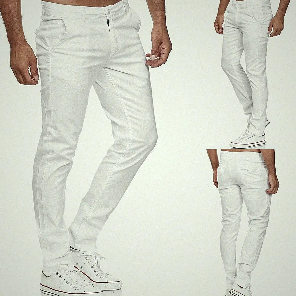 TAZZIO Chino Hose Slim Fit Herren Stoffhose Chinohose Stretch Designer Weiß