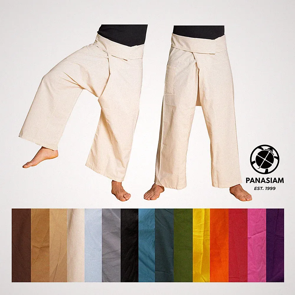Thai Fischerhose Klassik - 100% Baumwolle Wickelhose Yoga Fisherman Pants