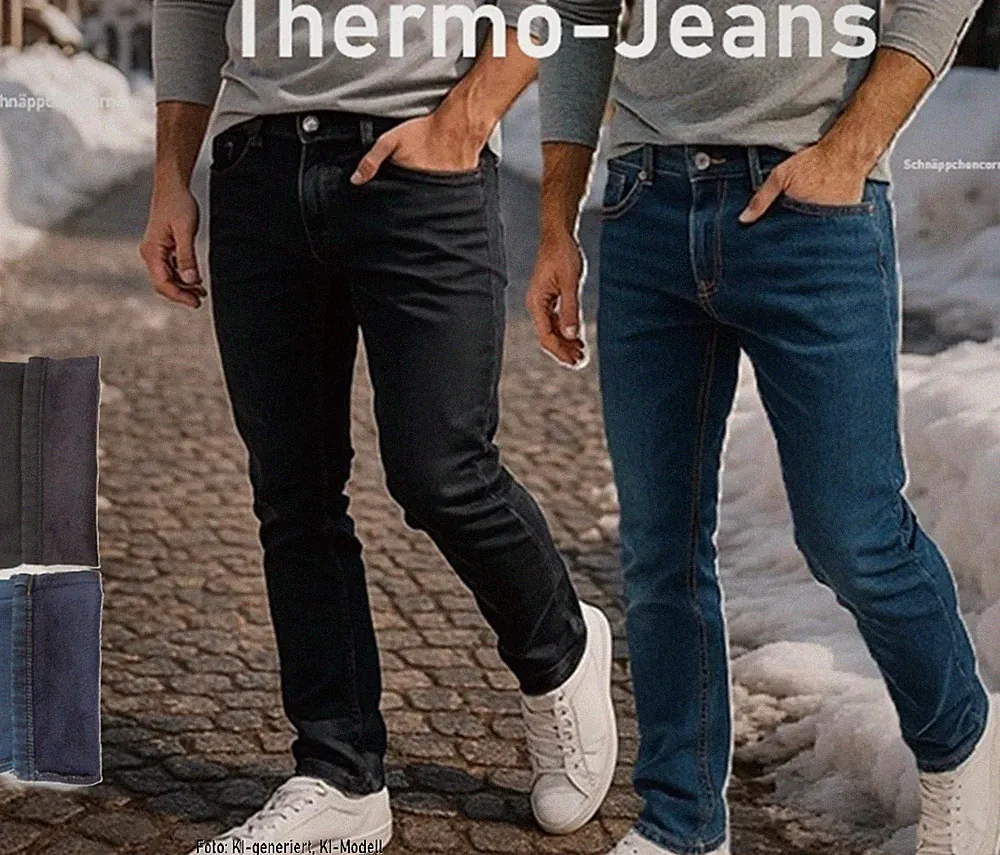 THERMO Herren-Jeans-Stretch-Hose-Super-Soft-Innen-Flauschig Fleece Gefüttert K59