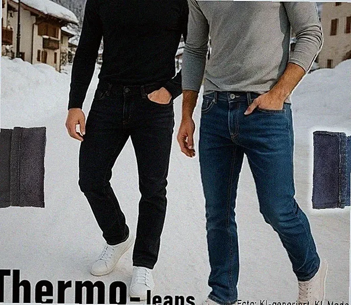THERMO Herren-Soft-Jeans-Stretch-Hose-Innen-Flauschig Fleece Gefüttert 3249#3243