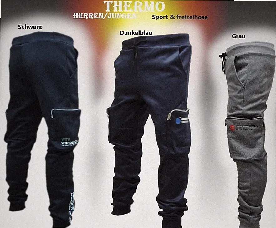 Thermo-Hose Herren Cargo-Sport-Jogging Training-Freizeithose Winterhose F8907*96