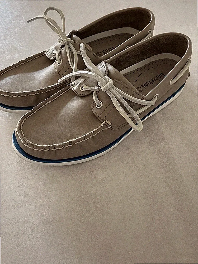 Timberland Herren Mokassins Bootsschuhe Graues Glattleder 43
