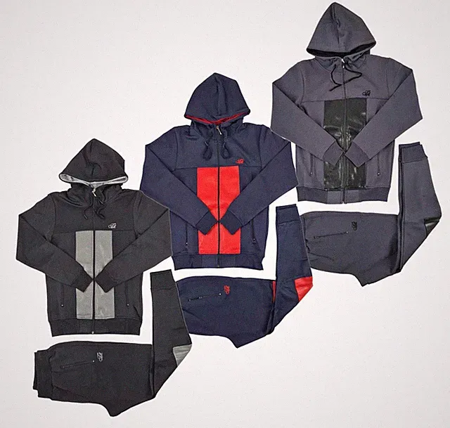 Time Is Money Herren Cargo Trainingsanzug 8 Taschen Zip Hoodie Jogger Set
