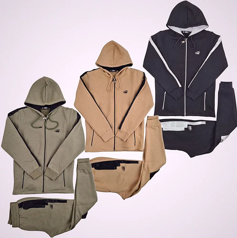 Time Is Money Herren Designer Full Zip Hoodie Jogger Set 2-teilig Slim