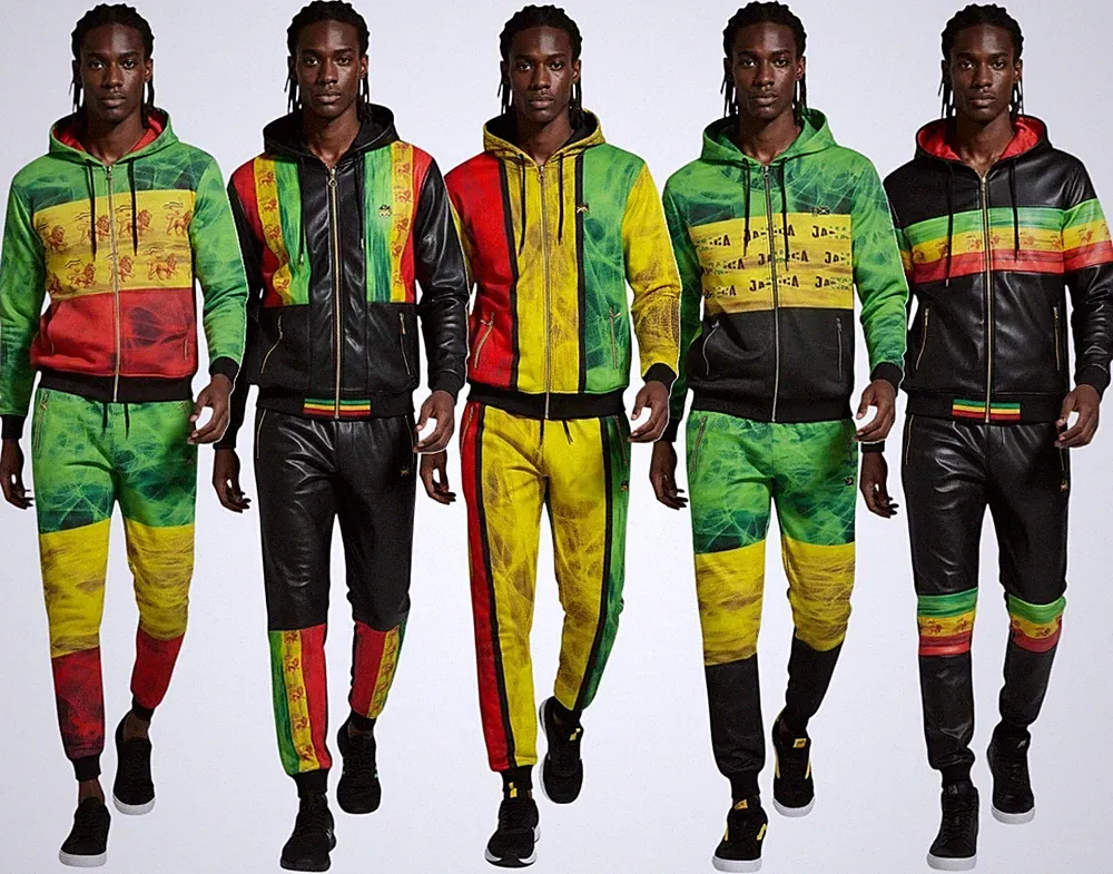 Time Is Money Herren Rasta Trainingsanzug Slim Fit Kapuze Jogginghose Satz S