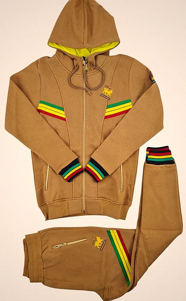 Time Is Money Herren Slim Fit Rasta Löwe Baumwolle Trainingsanzug Set Kapuze &
