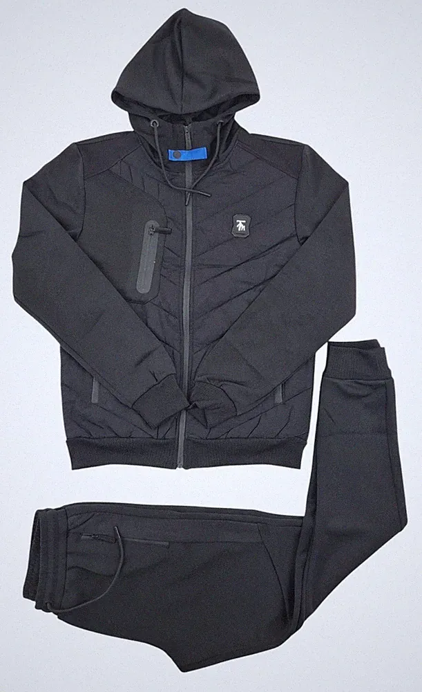 Time Is Money Herren Slim Fit Tracksuit Set Schwarz – Zip Hoodie & Jogger