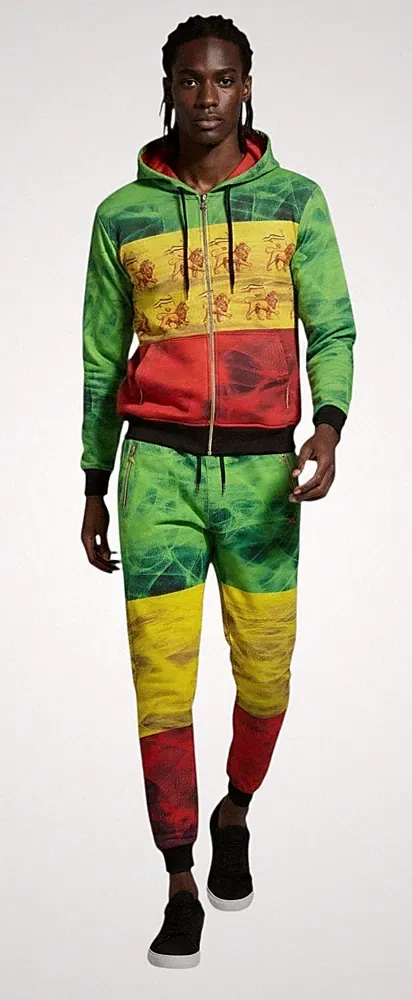Time Is Money Rasta Tracksuit Slim Fit Hoodie Jogger Set S–5XL Streetwear