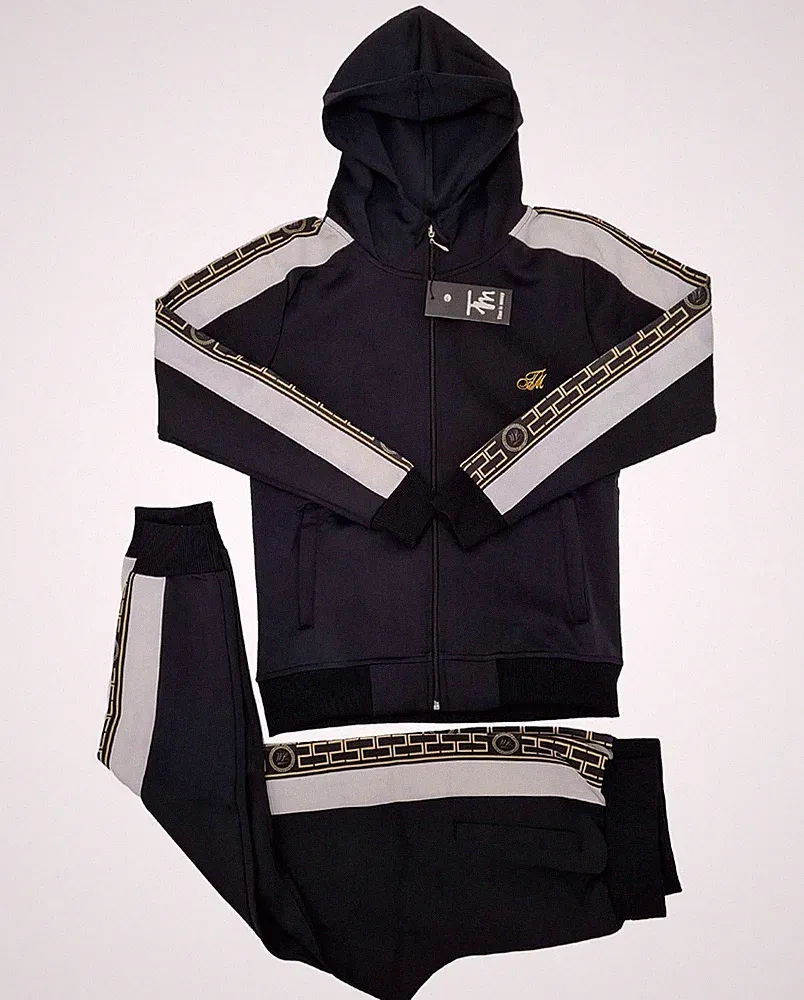 Time Is Money Slim Fit Trainingsanzug Set Herren - Designer Barock Jogger &