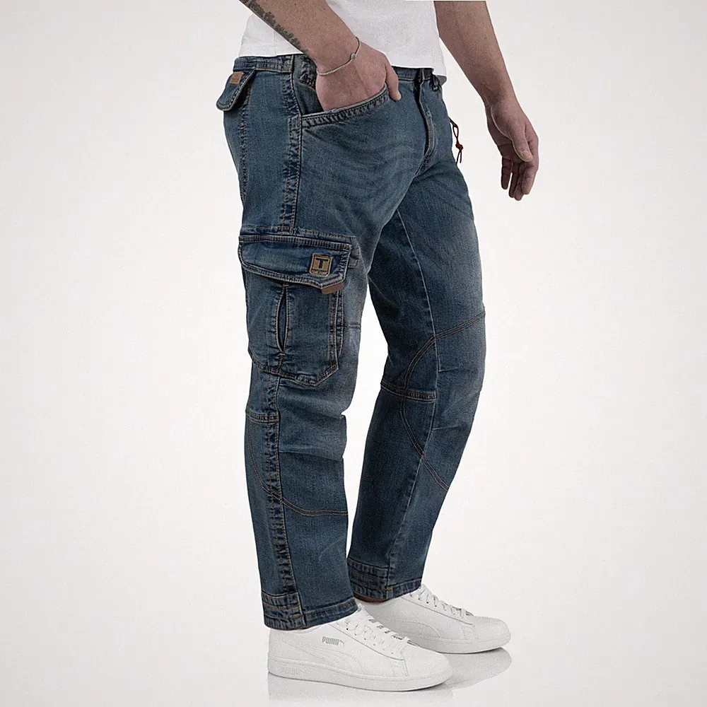 TIMEZONE Herren Cargo Hose Benito Cargojeans Jeans Jeanshose Blau Cargohose 3387