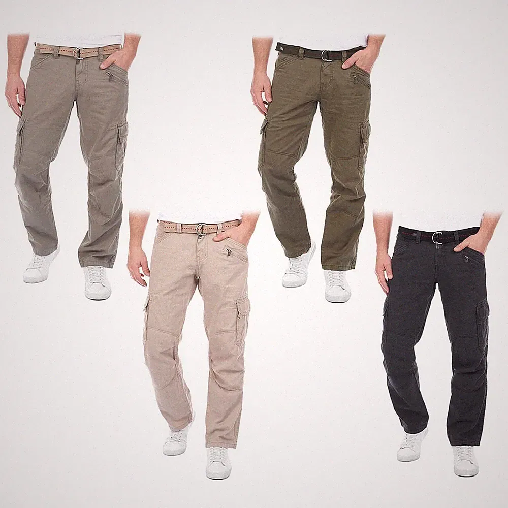 TIMEZONE Herren Cargo Jeans Hose BenitoTZ Loose Fit Gürtel Baumwolle Taschen