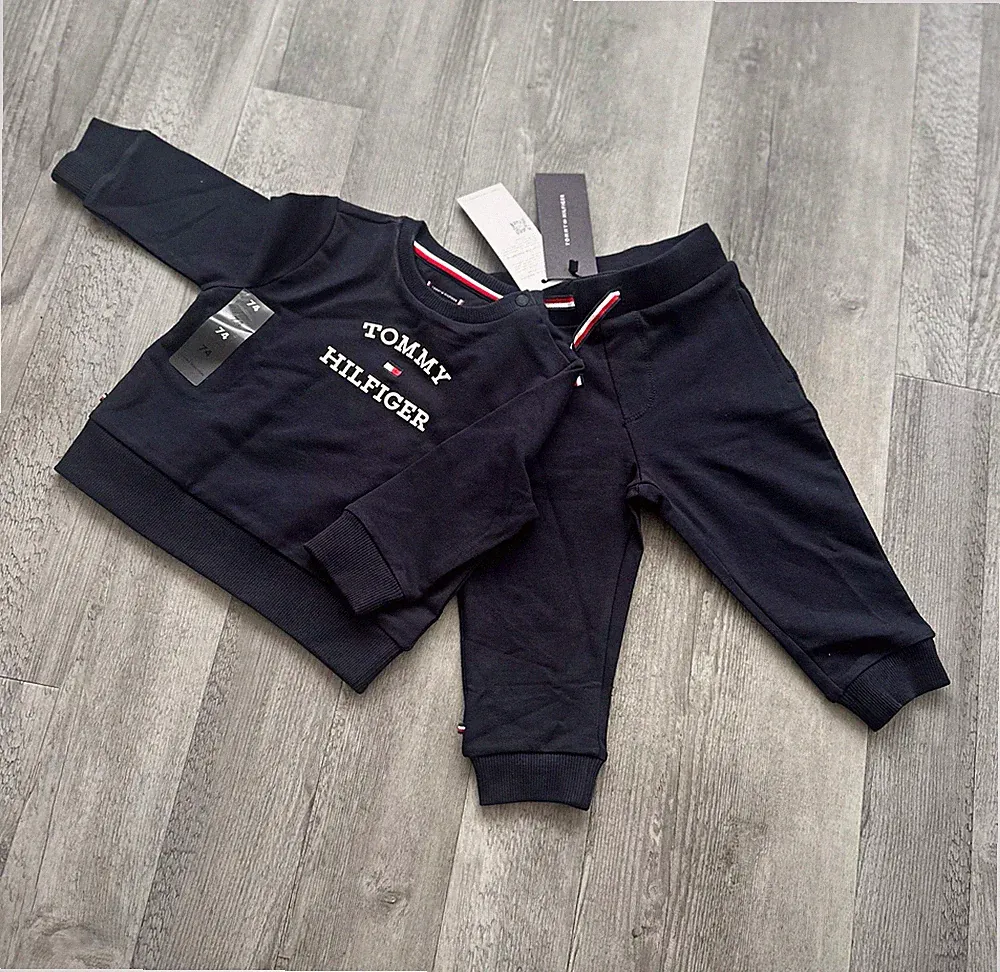 Tommy Hilfiger Baby Jogginganzug 2-tlg Gr. 74 blau Sweatshirt Hose Logo