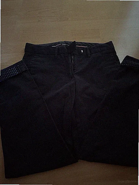 Tommy Hilfiger Damen Chino Hose Schwarz Gr. 6 L70cm Reißverschluss Logo