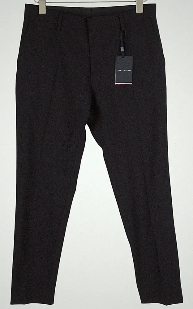 TOMMY HILFIGER Herren Anzughose Slim Fit W32 48 Dunkelblau THFlex Wolle