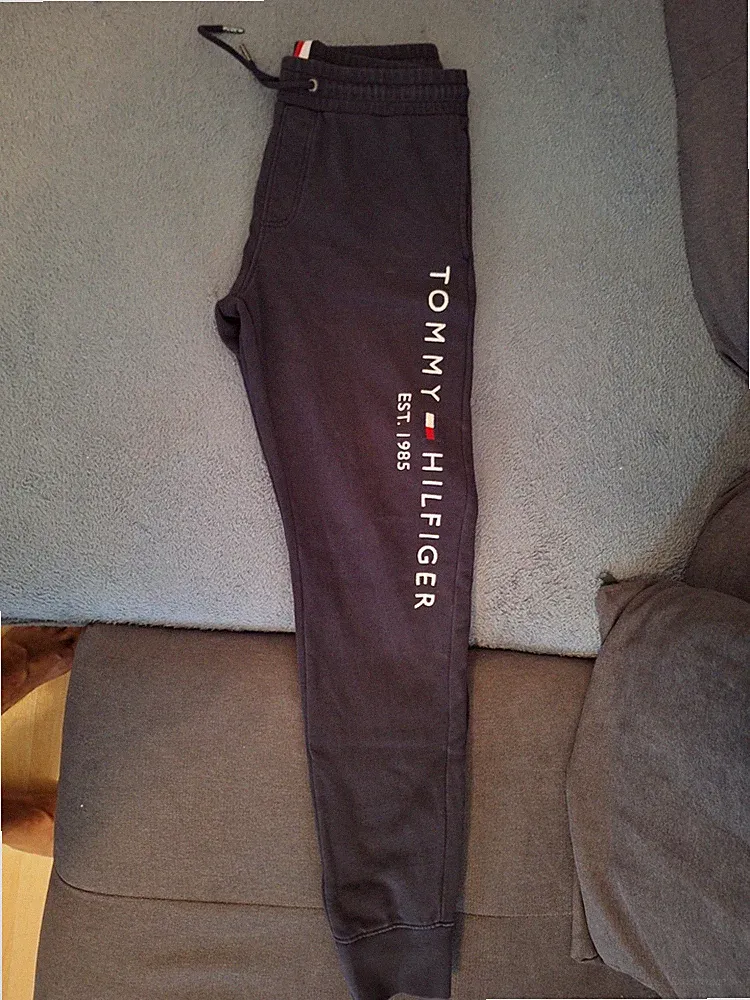Tommy Hilfiger Herren Jogginghose blau Baumwolle elastisch tapered Gr. S