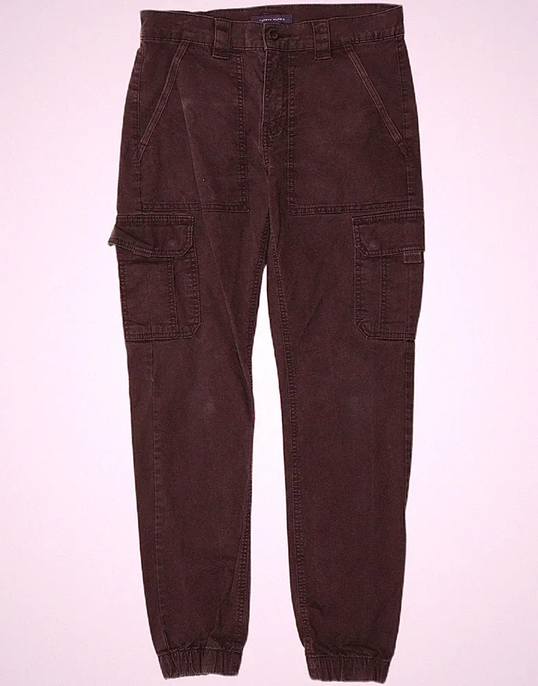Tommy Hilfiger Herren Jogginghose Cargo Hose W29 L30 Braun Baumwolle CV09