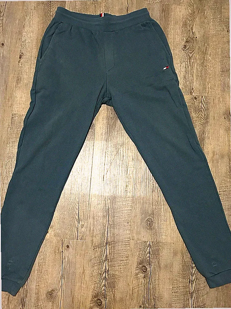 Tommy Hilfiger Herren Jogginghose dunkelgrün M Baumwolle Logo 84 cm