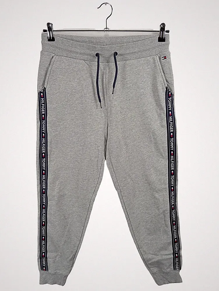 Tommy Hilfiger Herren Jogginghose Grau Gr. M Logo-Tape Sportlich