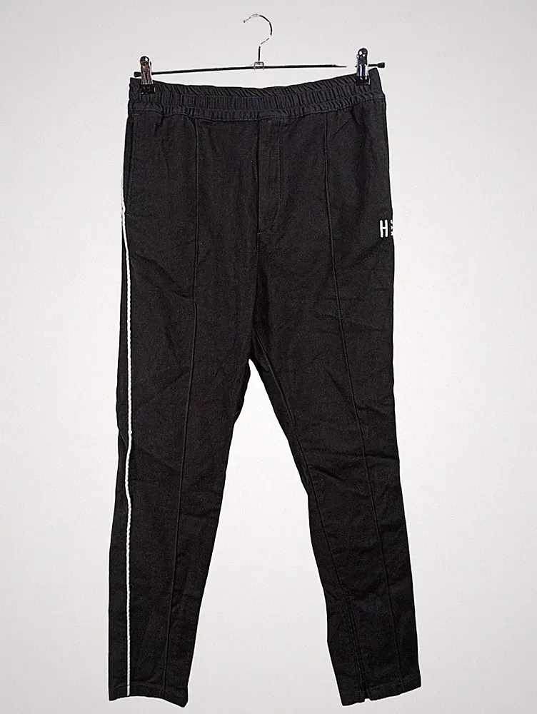 Tommy Hilfiger Herren Jogginghose Stoffhose Schwarz Gr. 46 S Seitenstreifen