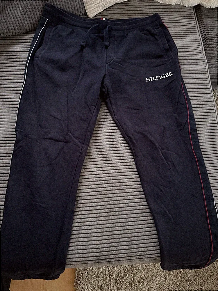 Tommy Hilfiger Herren Jogginghose XL Blau Baumwolle Jersey elastisch tapered