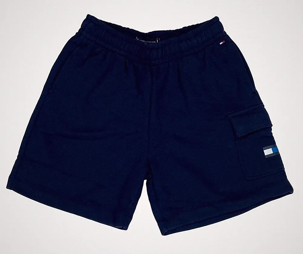 TOMMY HILFIGER Hose Sweathose Shorts Kurz Jungen Kinder Blau Logo Gr. 128 - 152
