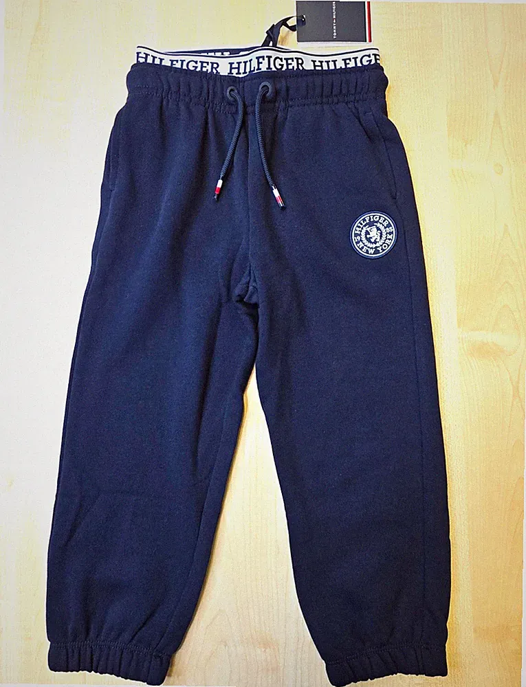 Tommy Hilfiger Kinder Jogginghose Gr. 92 Blau mit Zugband & elastischem Bund