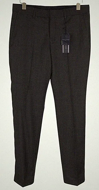 Tommy Hilfiger Rhames Herren Hose W33 94 Lang Grau Wolle Tapered Flach