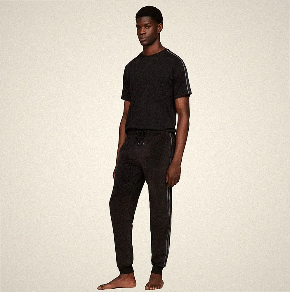 Tommy Hilfiger Track Pant Rib Velour Herren Pull-On Comfort Jogginghose schwarz